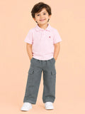 Boys Cotton Co-Ord Set – Pink Polo T-Shirt & Grey Cargo Pants