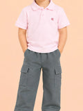 Boys Cotton Co-Ord Set – Pink Polo T-Shirt & Grey Cargo Pants