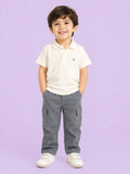 Boys Cotton Co-Ord Set – Off-White Polo T-Shirt & Grey Cargo Pants