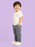 Boys Cotton Co-Ord Set – Off-White Polo T-Shirt & Grey Cargo Pants