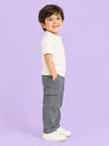 Boys Cotton Co-Ord Set – Off-White Polo T-Shirt & Grey Cargo Pants
