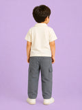 Boys Cotton Co-Ord Set – Off-White Polo T-Shirt & Grey Cargo Pants