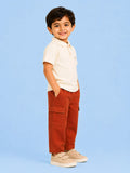 Unisex Cotton Co-Ord Set – Off-White Polo T-Shirt & Rust Cargo Pants
