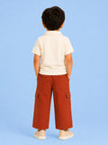Unisex Cotton Co-Ord Set – Off-White Polo T-Shirt & Rust Cargo Pants