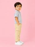 Unisex Cotton Co-Ord Set – Grey Polo T-Shirt & Beige Cargo Shorts