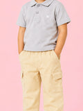 Unisex Cotton Co-Ord Set – Grey Polo T-Shirt & Beige Cargo Shorts