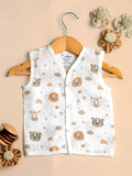 Premium Extra Soft Muslin Baby Jhabla | Cute Lion Print