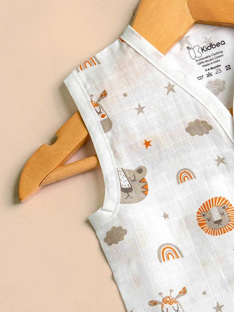 Premium Extra Soft Muslin Baby Jhabla | Cute Lion Print