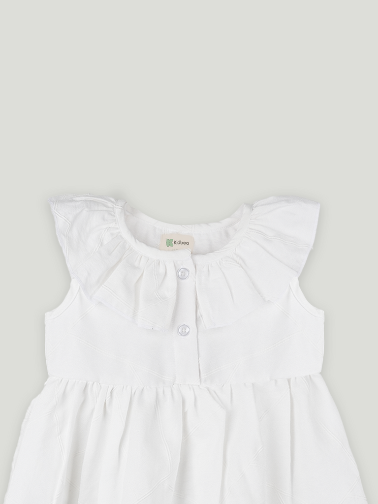 Baby Girl White Ruffle Frock | 100% Organic Cotton