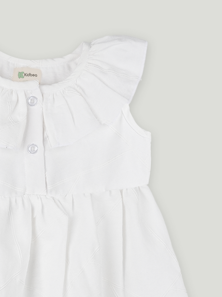 Baby Girl White Ruffle Frock | 100% Organic Cotton