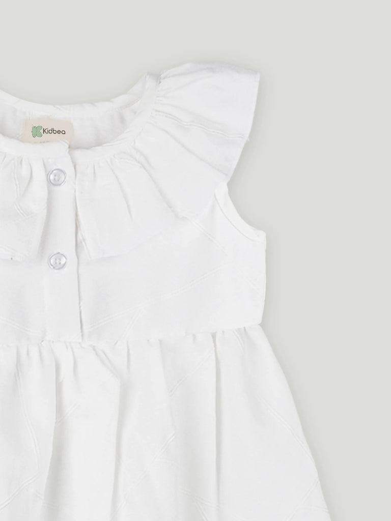 Baby Girl White Ruffle Frock | 100% Organic Cotton