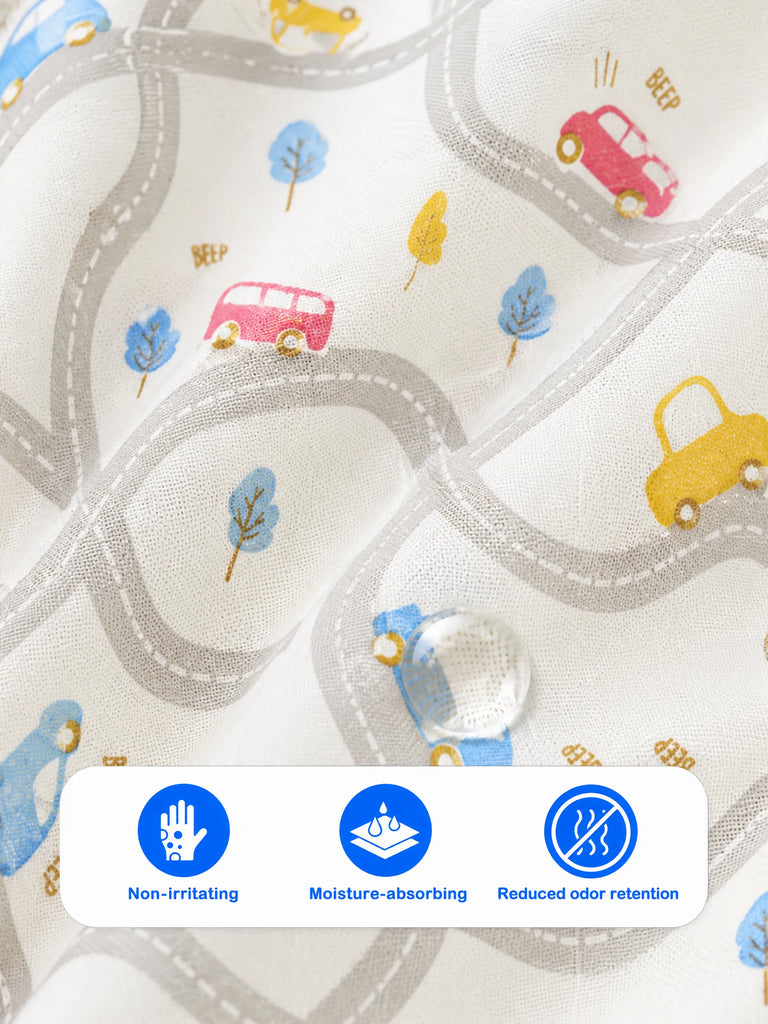 BambooTEC™ Bamboo Muslin Baby Jhabla – Road & Car Print