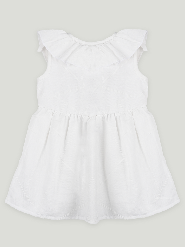 Baby Girl White Ruffle Frock | 100% Organic Cotton