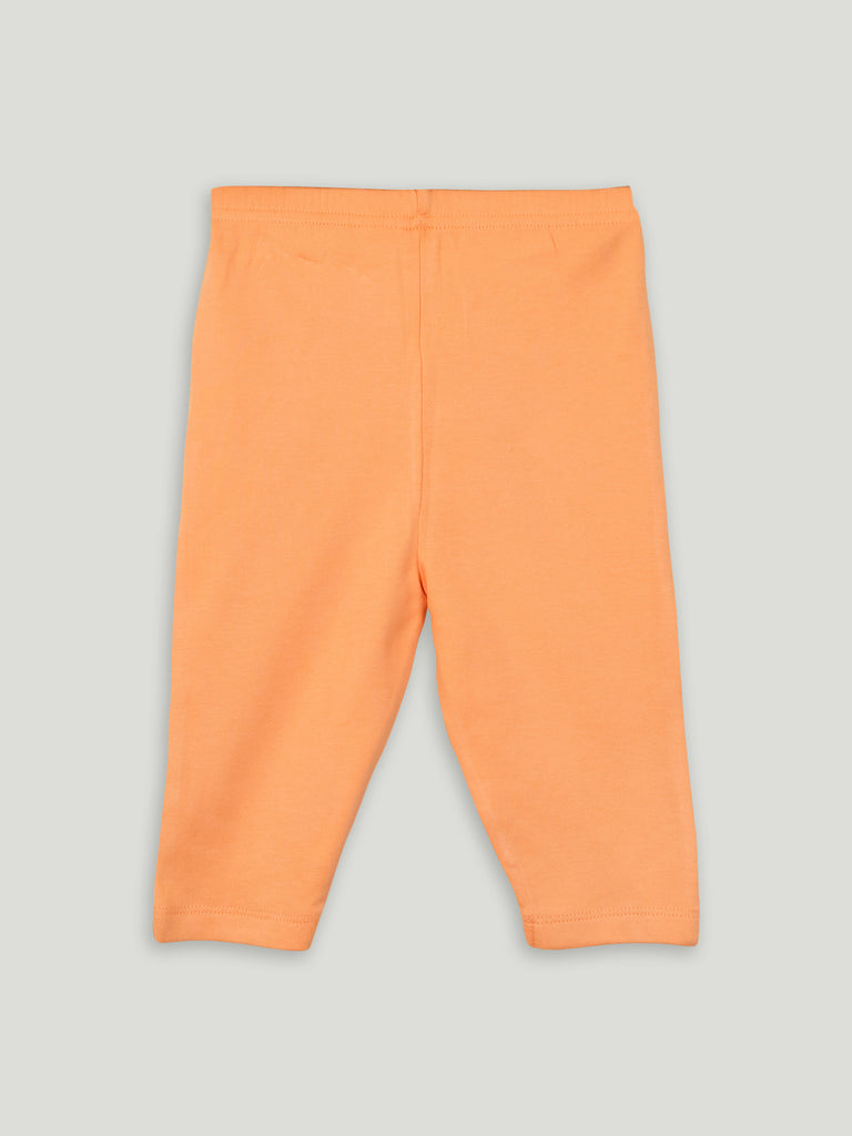 Organic Cotton Unisex Baby Co-ord Set – Soft Breathable Orange Giraffe Print Full Sleeve T-shirt & Pyjama for Infants