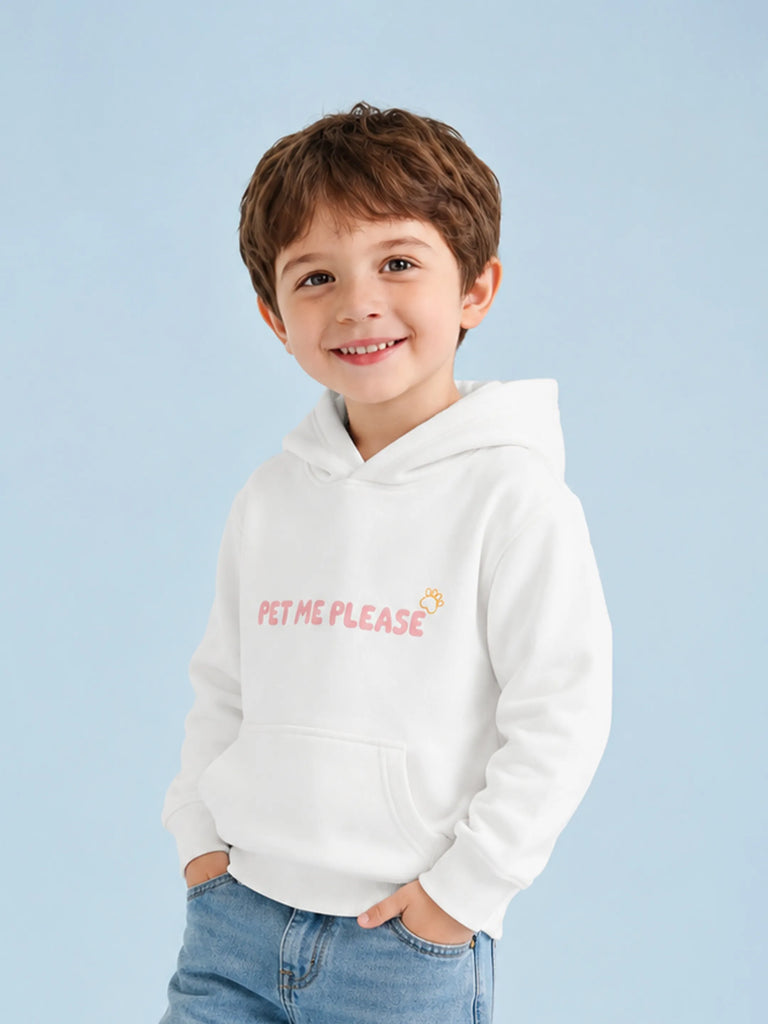Unisex White Hoodie – Cute Dog Print Full-Sleeve Hooded Sweatshirt