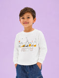 Unisex White Sweatshirt – Meow Cat Print Full-Sleeve Sweatshirt