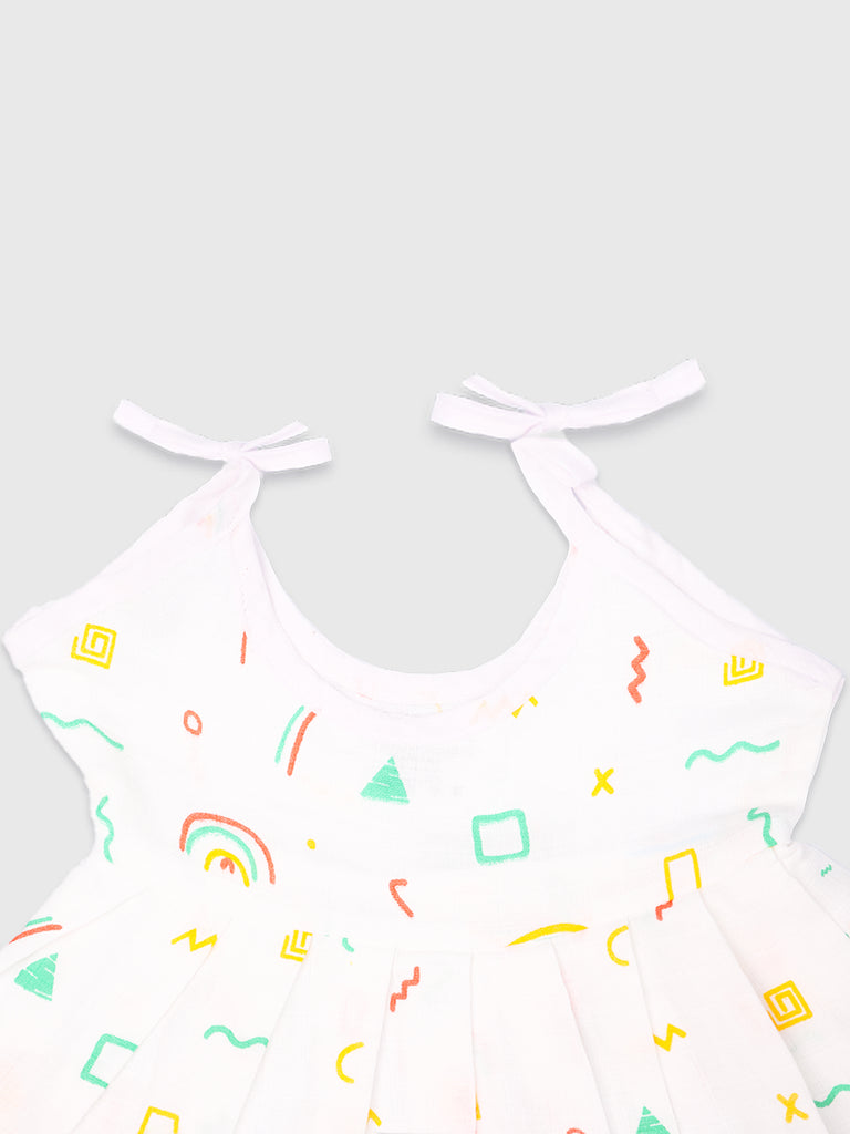 Kidbea Muslin Cotton fabric baby girls frock | Packof 2 |  Rainbow & Butterfly | Print May Vary
