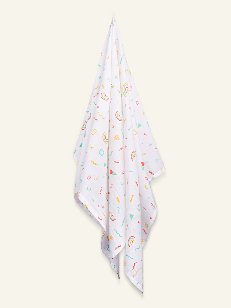 Kidbea bamboo fabric baby swaddles| Packof 4 | Tiger , Space, Rainbow & Cute chick