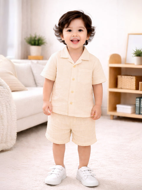 Light Organic cotton Shirt & Pant Off-White Co-ord Set