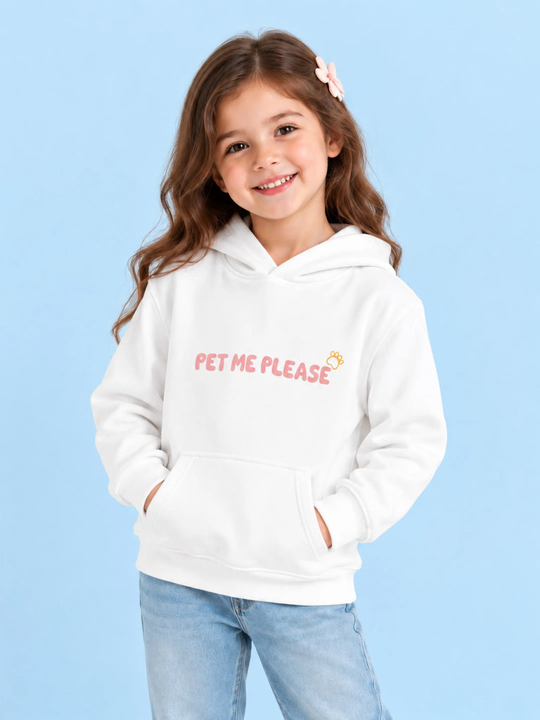 Unisex White Hoodie – Cute Dog Print Full-Sleeve Hooded Sweatshirt
