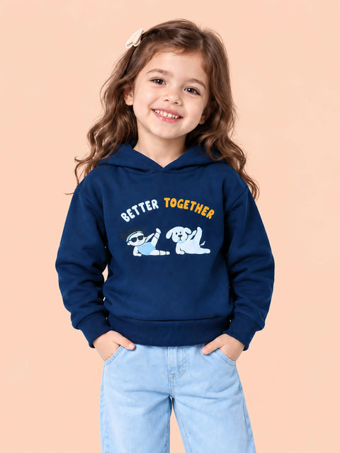 Unisex Navy Blue Hoodie – Better Together Dog Print Full-Sleeve Hoodie