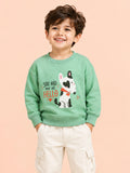 Unisex Green Sweatshirt – Cute Cow Print Full-Sleeve Sweatshirt