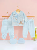 Unisex Baby Winter Wear – 5 Piece Cozy Cotton Set with Cardigan, Pants, Footed Bottom, Cap & Bib