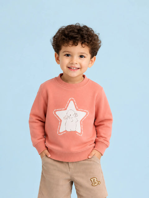 Unisex Rust Sweatshirt – Star Print Full-Sleeve Sweatshirt