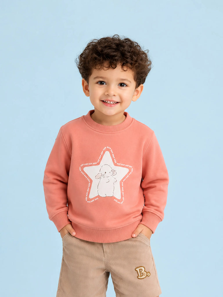 Unisex Rust Sweatshirt – Star Print Full-Sleeve Sweatshirt