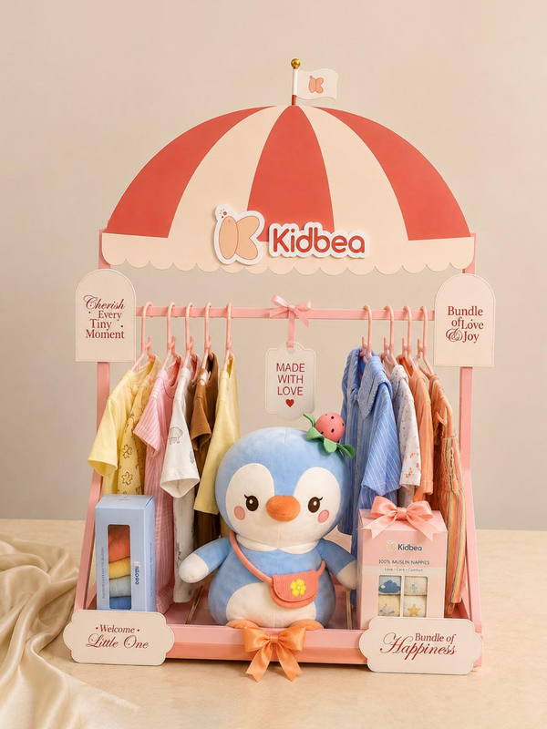 The Signature Hamper - Luxury Customizable Baby Gift Hamper – 4 Rompers, 3 Co-ord Sets, 4 Jhablas, Bamboo Blankets & More
