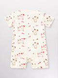 Baby Unisex Dog Print Romper with Ruffle Sleeves