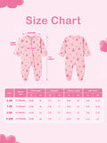 Cotton Baby Girls Footed Romper – Pink Christmas Print Full-Sleeve Romper