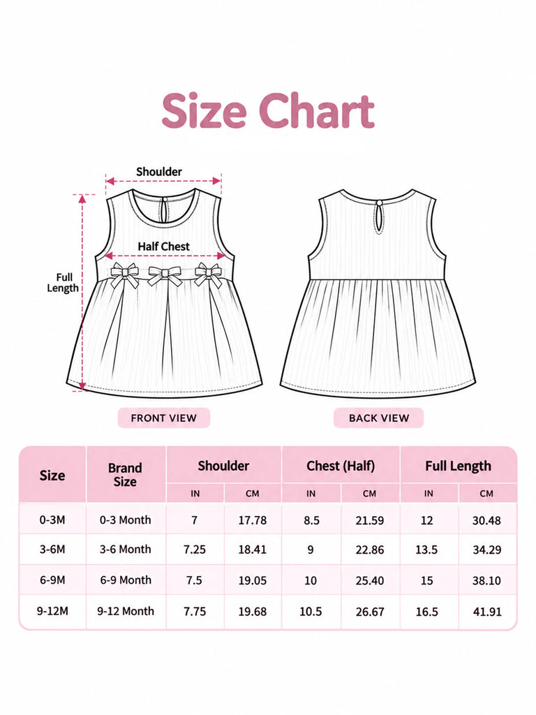 Girls Cotton Dress – Light Pink Sleeveless A-Line Dress with Bow Details