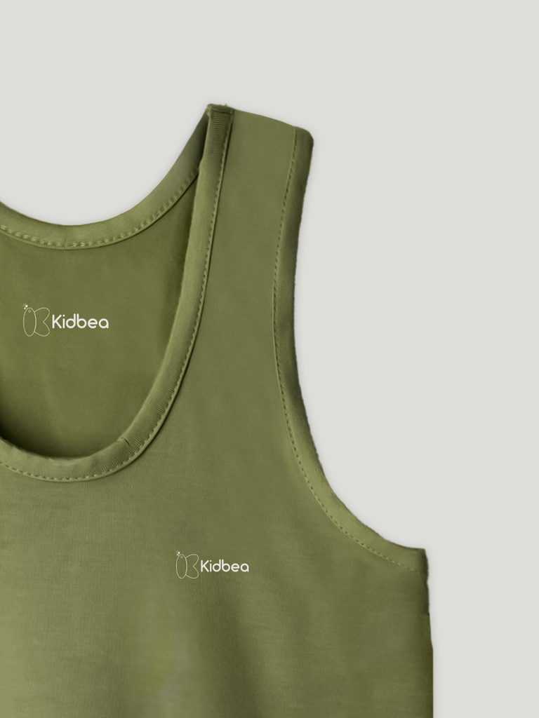 Olive Green Bamboo Vest for Boys – Soft Lightweight & Breathable