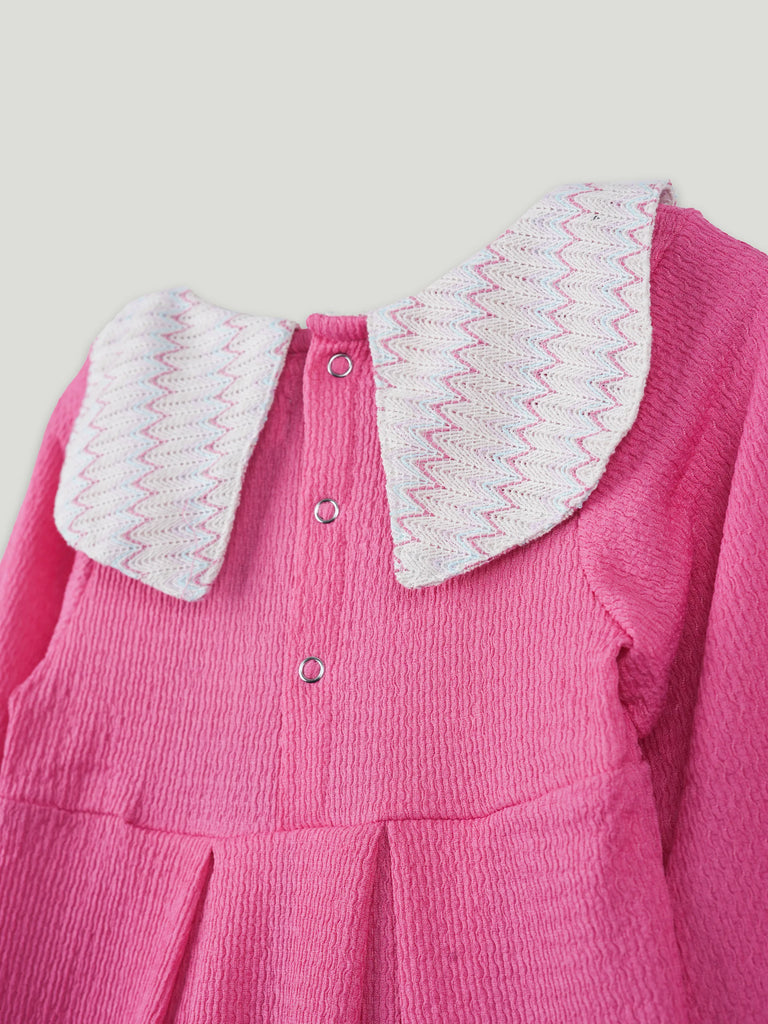 Baby Girl Pink Full Sleeve Cotton Frock