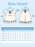 Girls Cotton Co-Ord Set – Cream Top & Wide-Leg Pants with Floral Embroidery