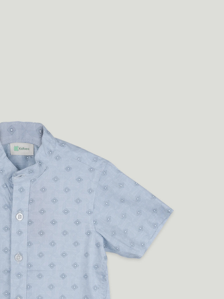 Boys Blue Printed Shirt | 100% Organic Cotton