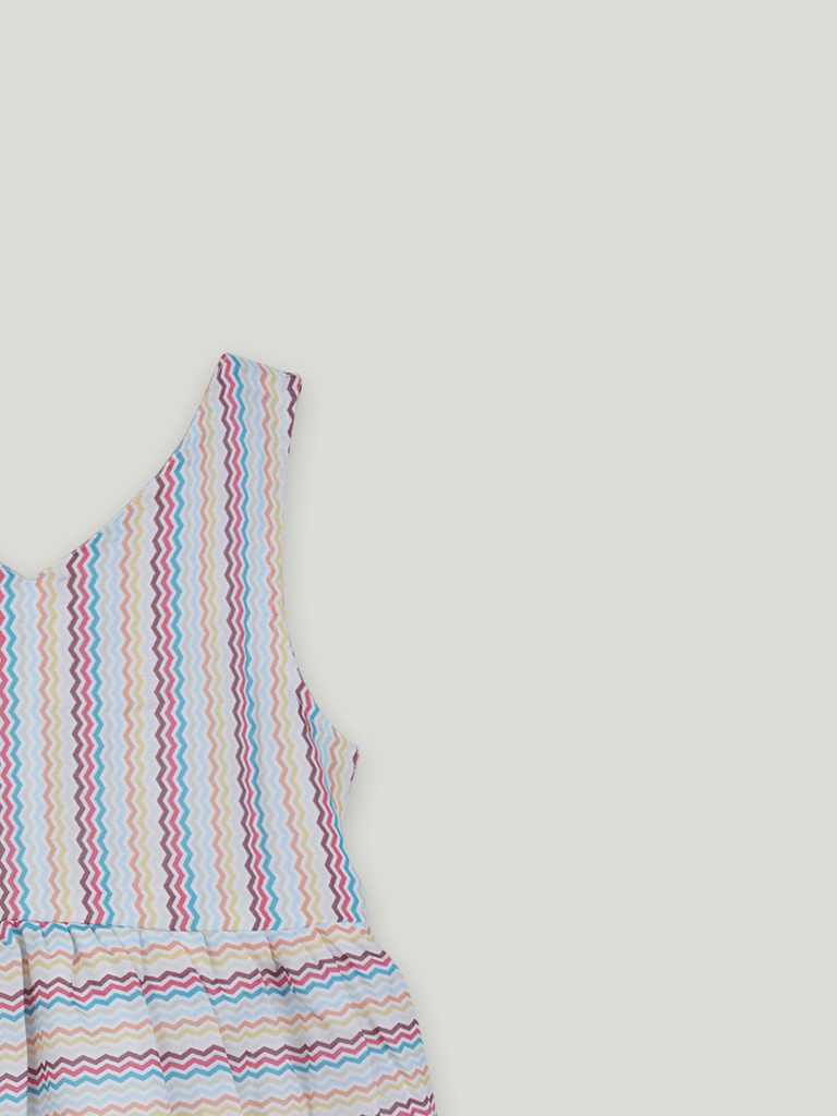 Baby Girls Multicolor Stripe Summer Frock | 100% Organic Cotton
