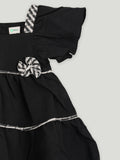 Baby Girls Puffed Sleeve Cotton Frock with Bow Detail