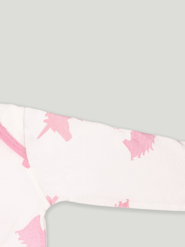 Kidbea 100% cotton fabric baby onesies Girls| Unicorn - Pink