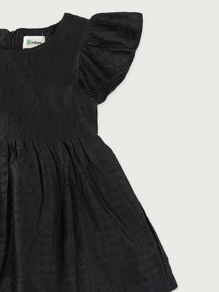 Baby Girl Black Ruffle Sleeve Frock