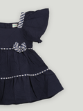 Baby Girl Navy Blue Tiered Frock | Soft & Breathable Cotton Dress