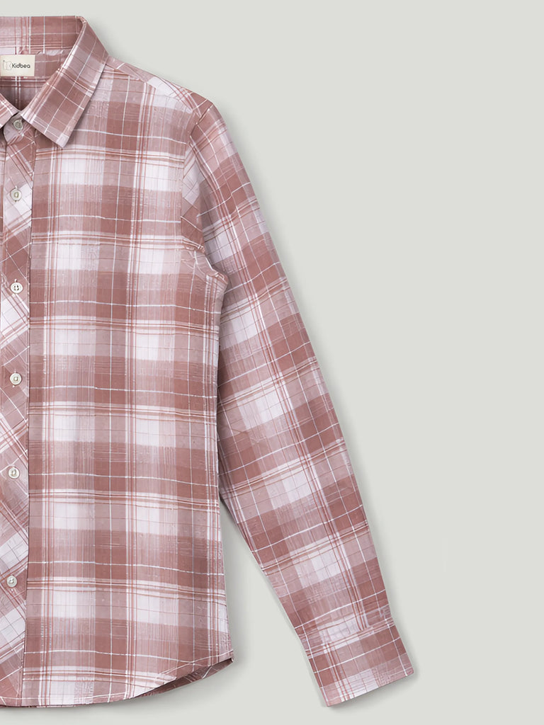 Boys Dusty Pink Checked Shirt | 100% Organic Cotton