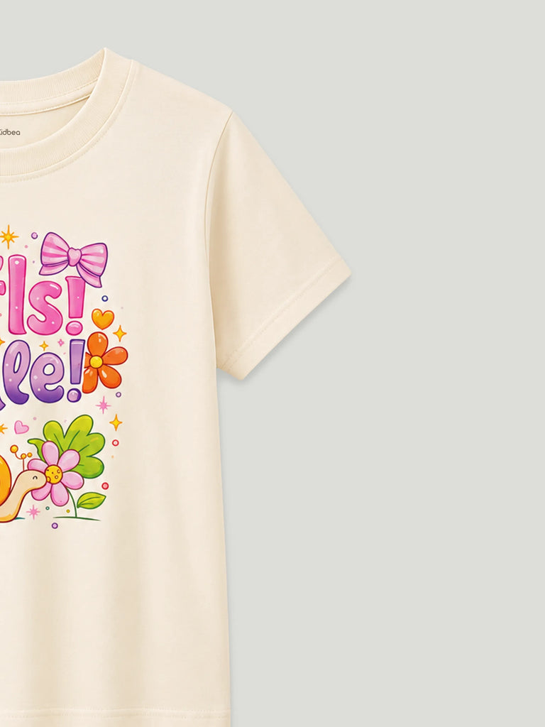 Bamboo Fabric Girls T-Shirt – Girls Rule Print Soft Breathable Half Sleeve Tee