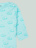 Organic Cotton Unisex Baby Co-ord Set – Soft Breathable Blue Turtle Print Full Sleeve T-shirt & Pyjama for Infants