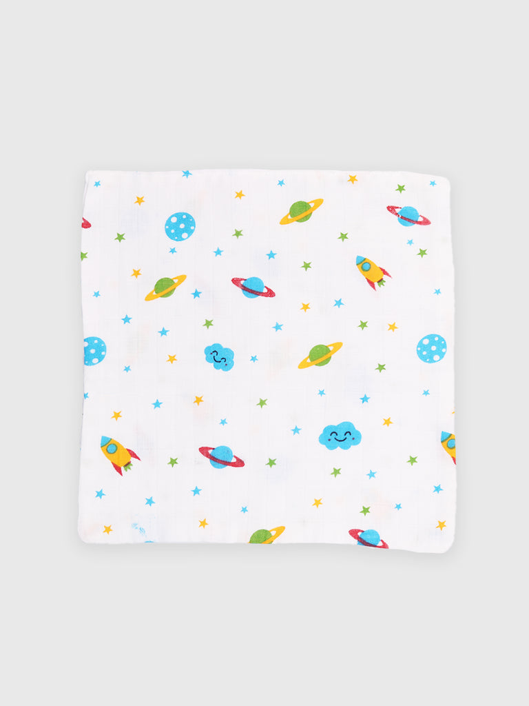 Kidbea Muslin Ultra Soft doubled layer Napkin Multicolor - Pack of 2 | Butterfly & Space