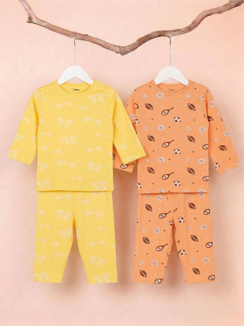 Organic Cotton Baby T-Shirt & Pyjama Set Pack of 2 – Football & Bow Print Full Sleeve