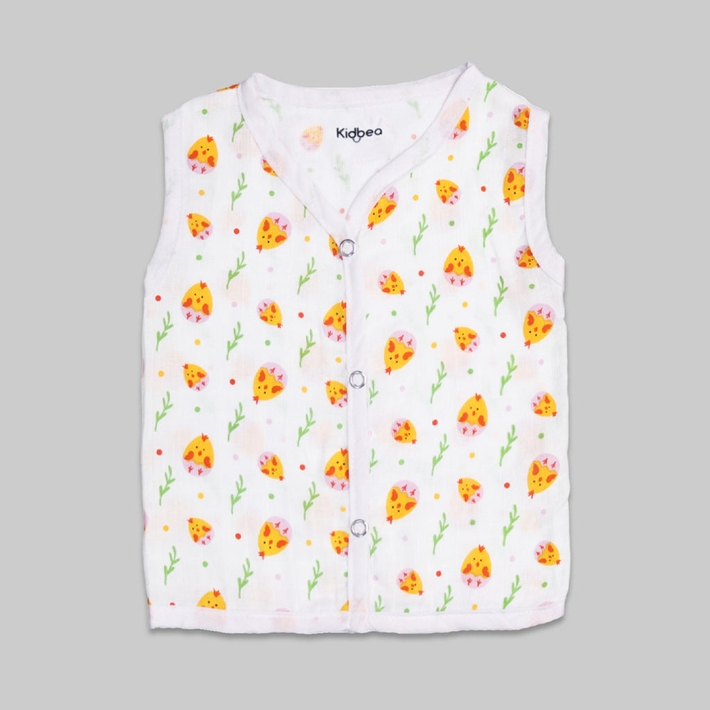 Muslin Cotton Jhablas Pack of 3 | Tiger , Rainbow  & Cute chick | Assorted | Print May Vary