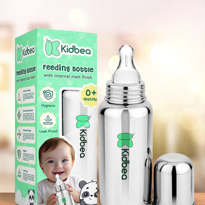 Stainless Steel Infant Baby Feeding Bottle & Nipple (250 ML)