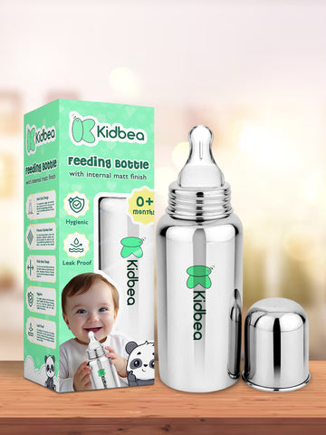 Kidbea Stainless Steel Infant Baby Feeding Bottle & Nipple (250 ML)